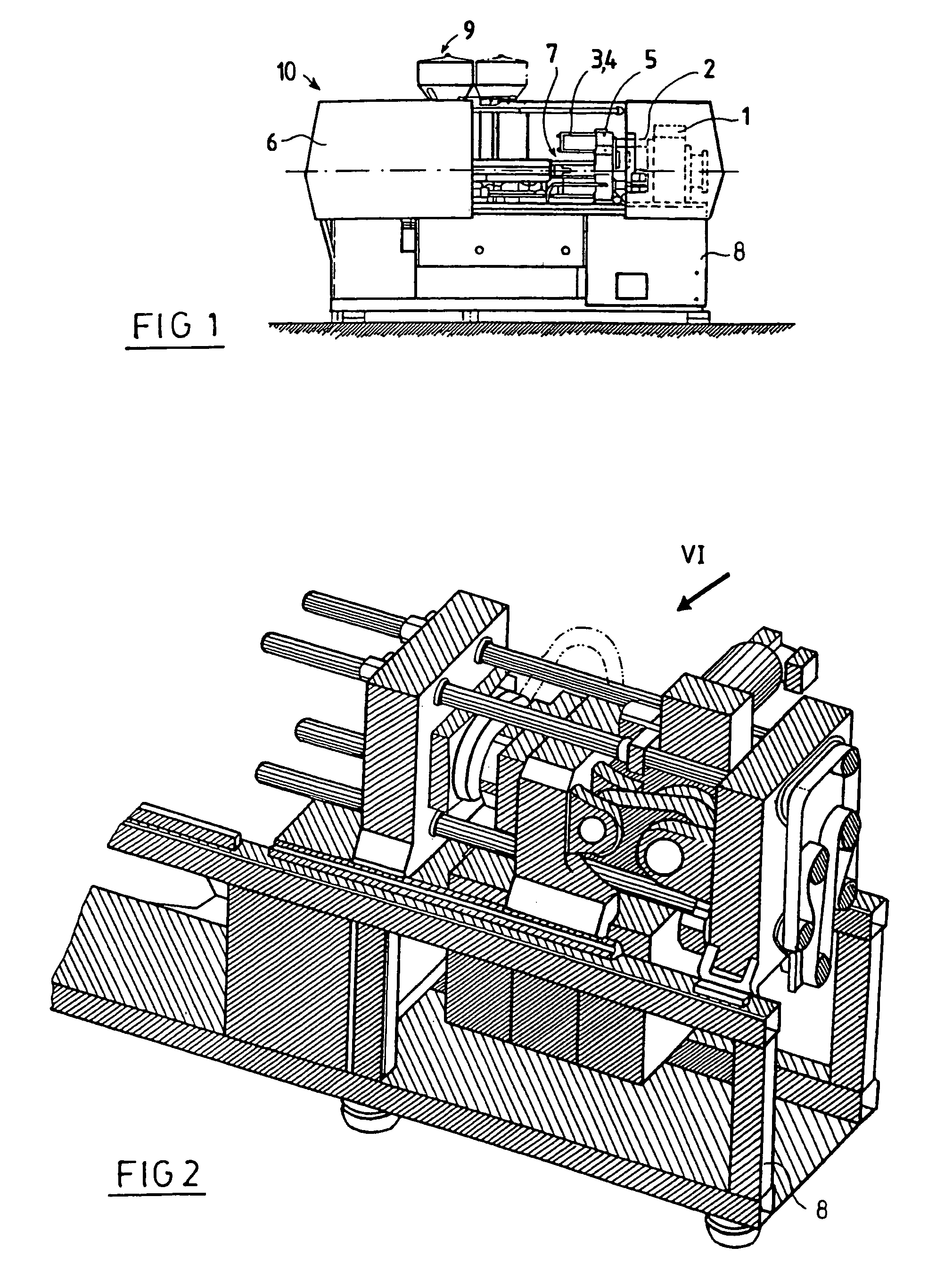 Mold closing unit