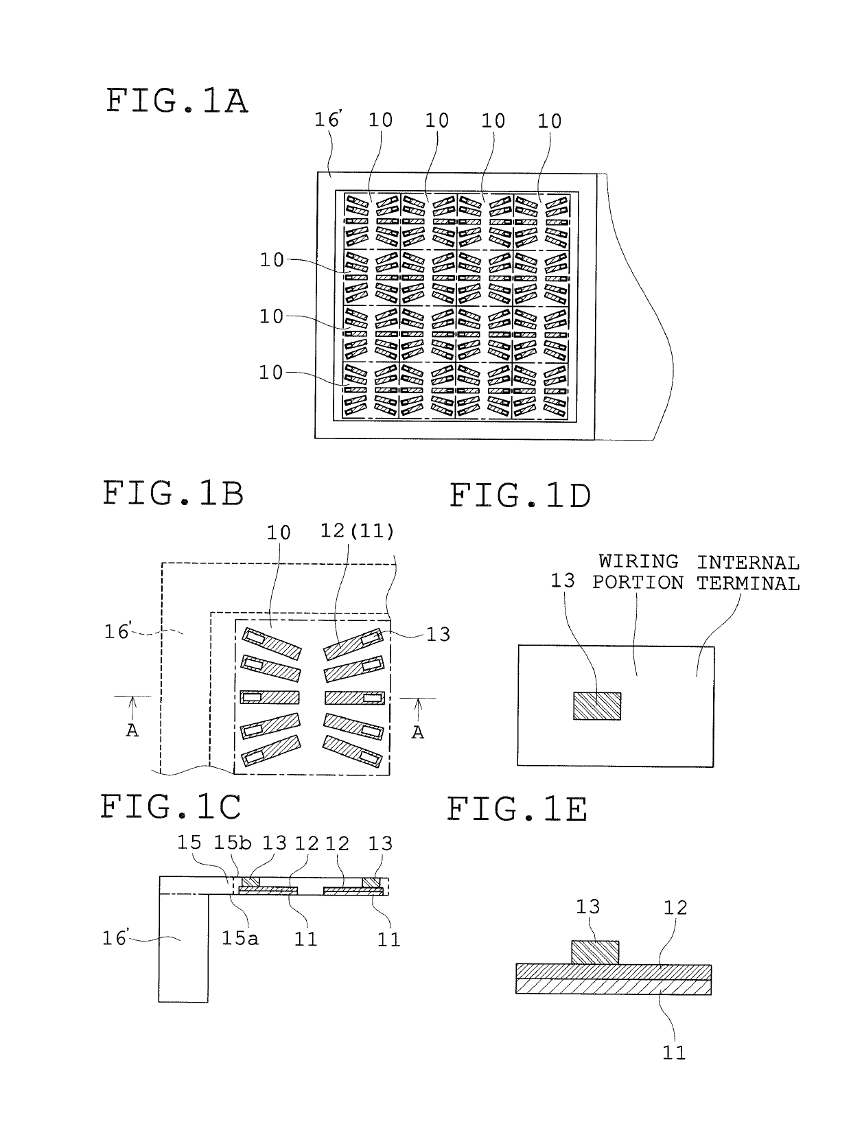 Multi-row wiring member for semiconductor device and method for manufacturing the same