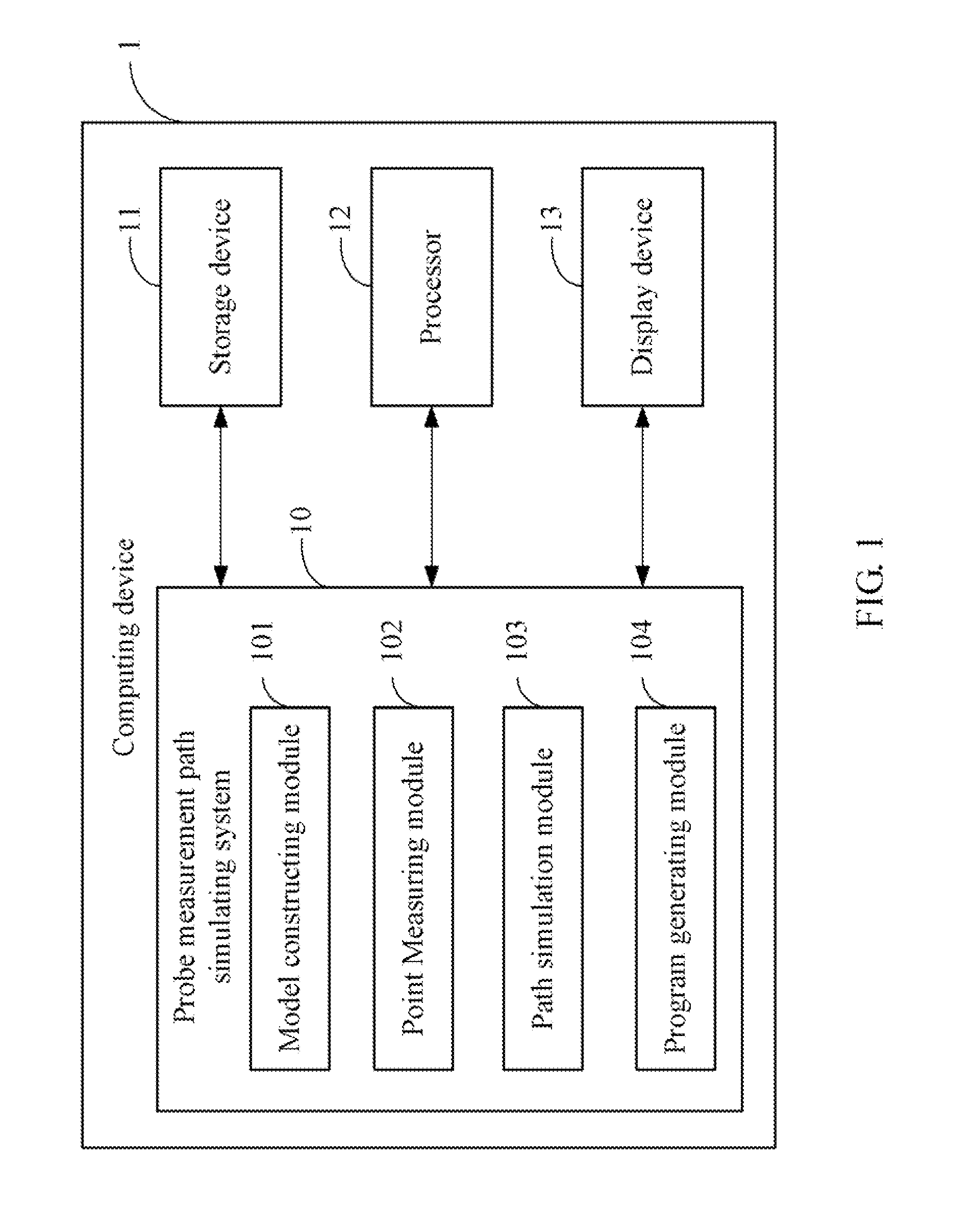 Computing device and method for simulating measurement path of probe of measurement machine