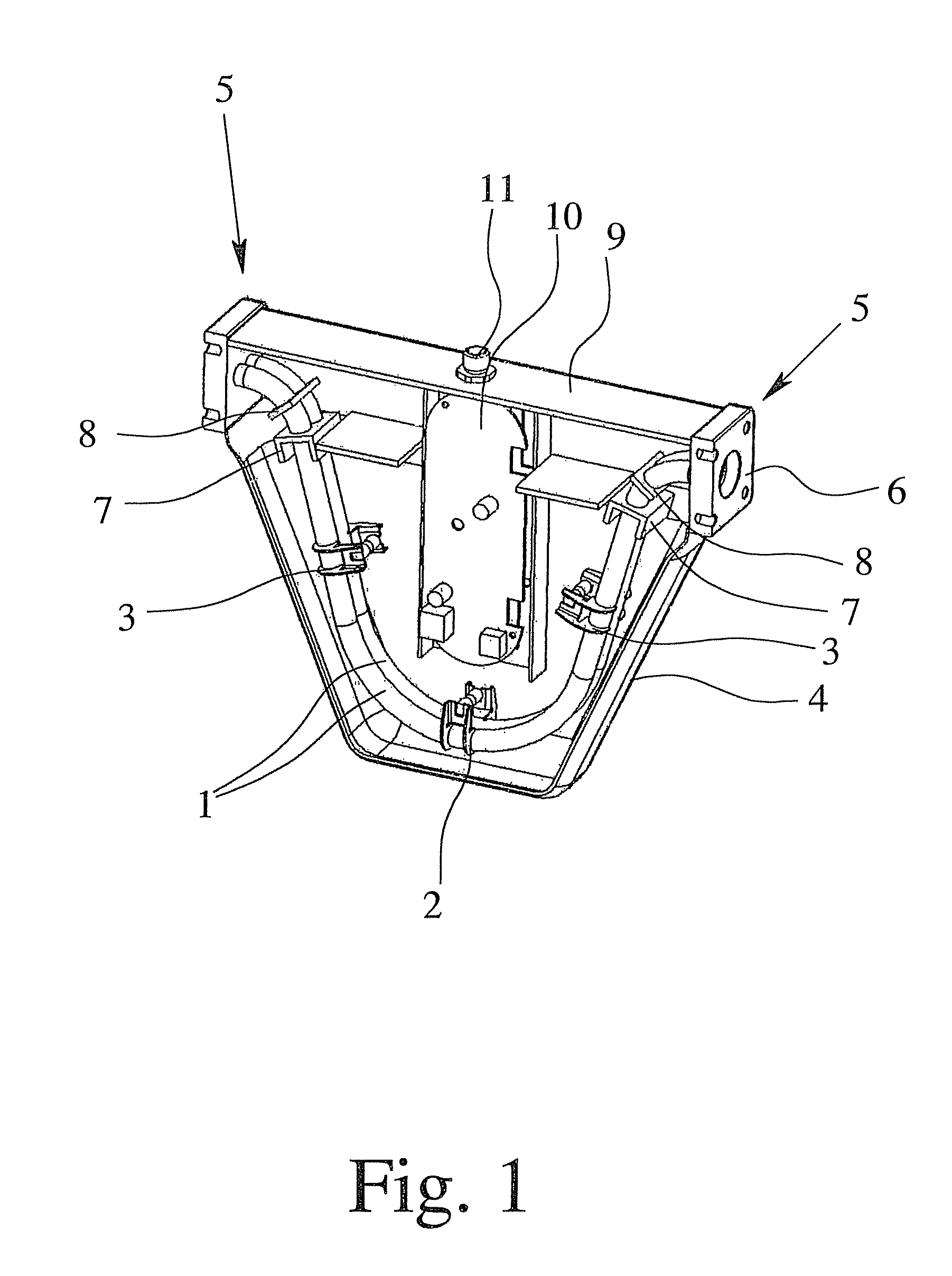 Coriolis mass flowmeter having a pair of oscillation node plates fixably mounted to measuring tubes