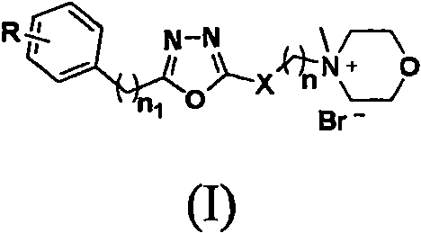 1, 3, 4-oxadiazole compound containing morpholine group as well as preparation method and application thereof