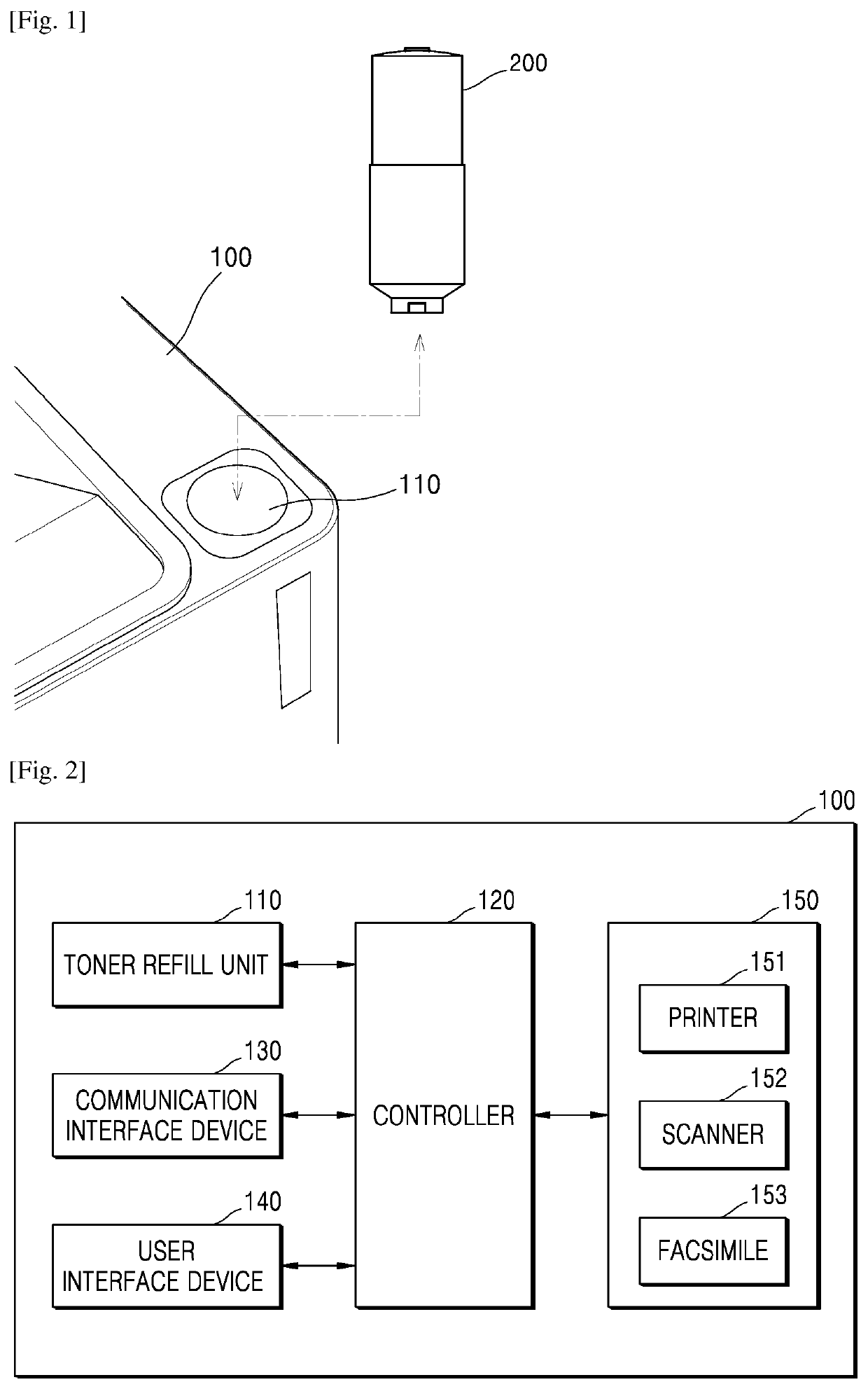 Supplying refill toner to mounted toner cartridge