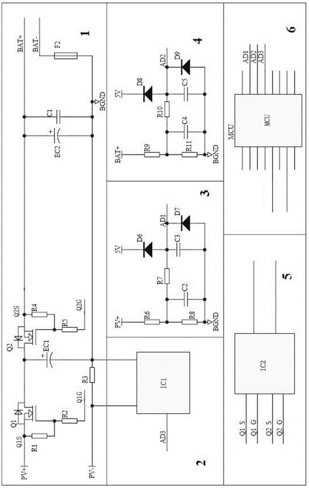 Circuit preventing reverse connection and reverse charging of solar controller