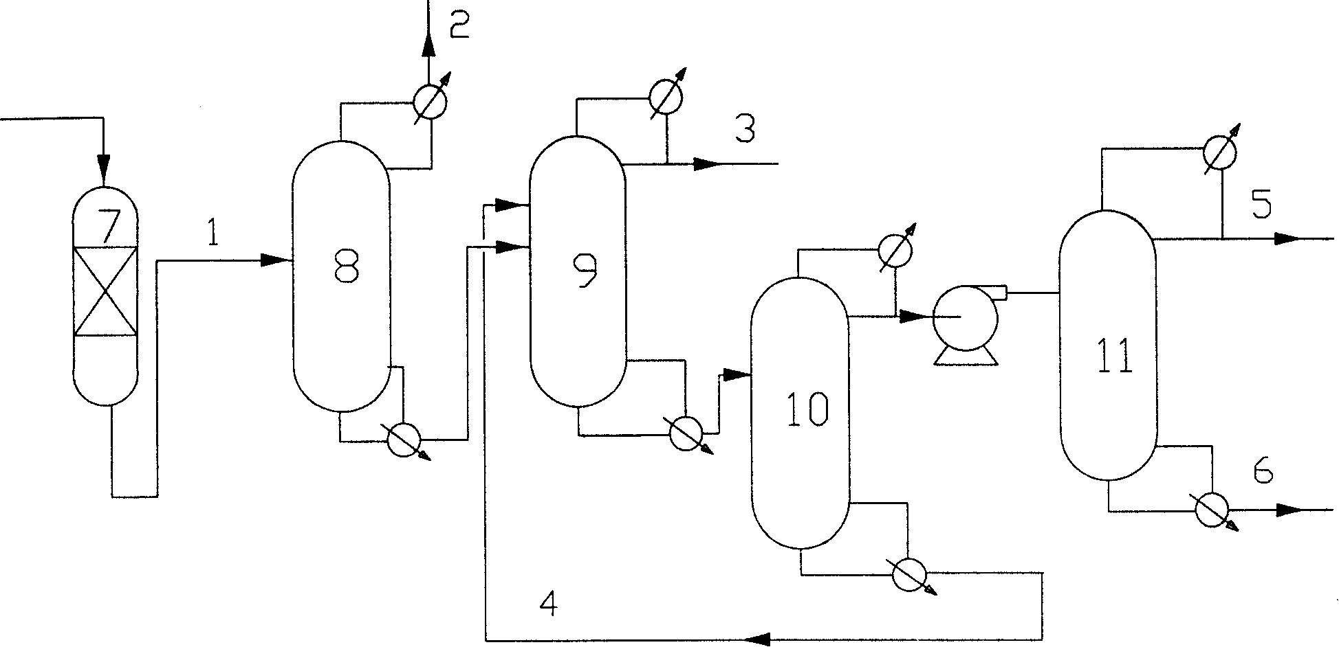 Extraction method for a segment of butadiene with NMP method