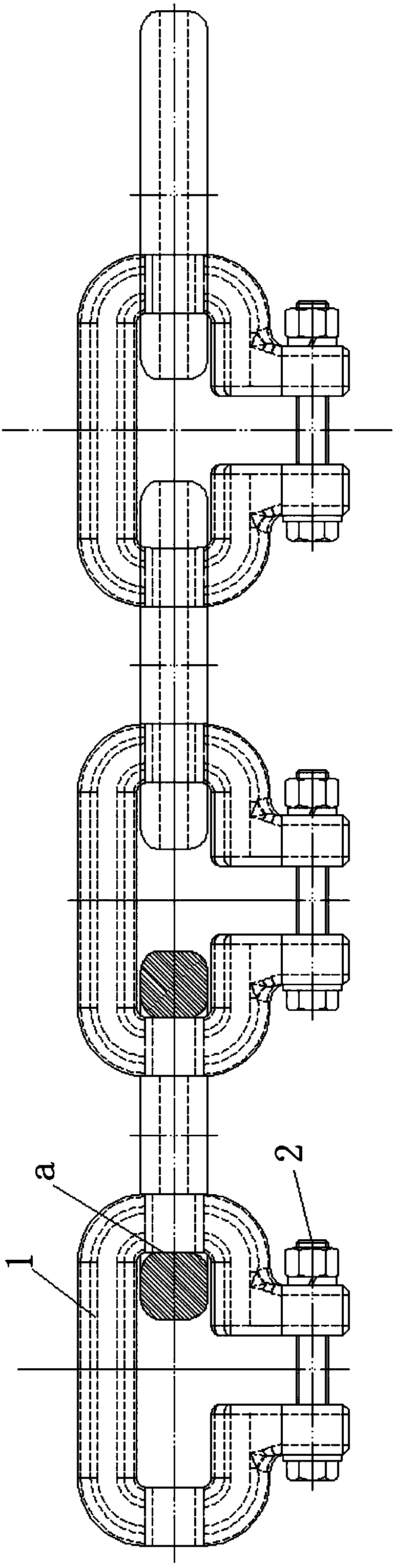 Medical drug material conveying omega-shaped single bolt closed transmission system