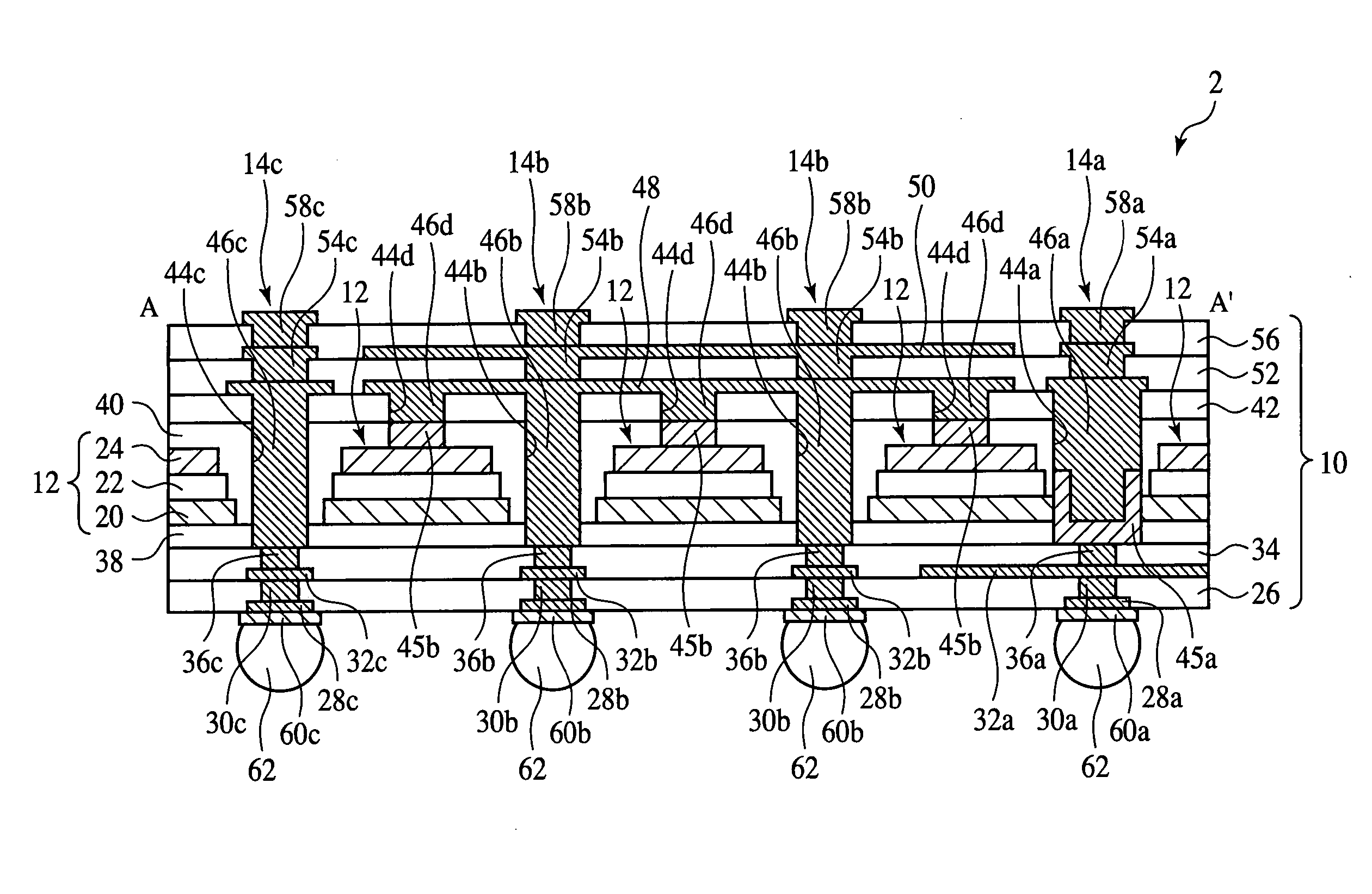 Interposer and electronic device fabrication method