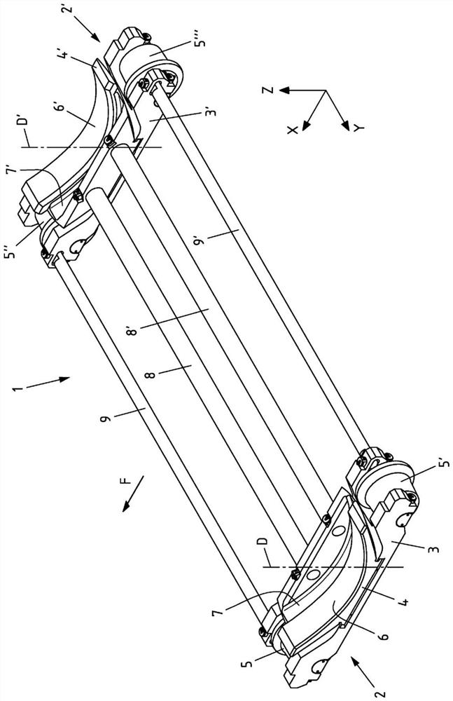 Device for receiving and for transporting at least one wheel set of a rail vehicle