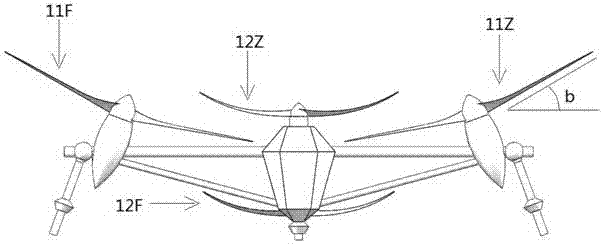 Four-rotor agricultural unmanned aerial vehicle with blades in cambered surface distribution