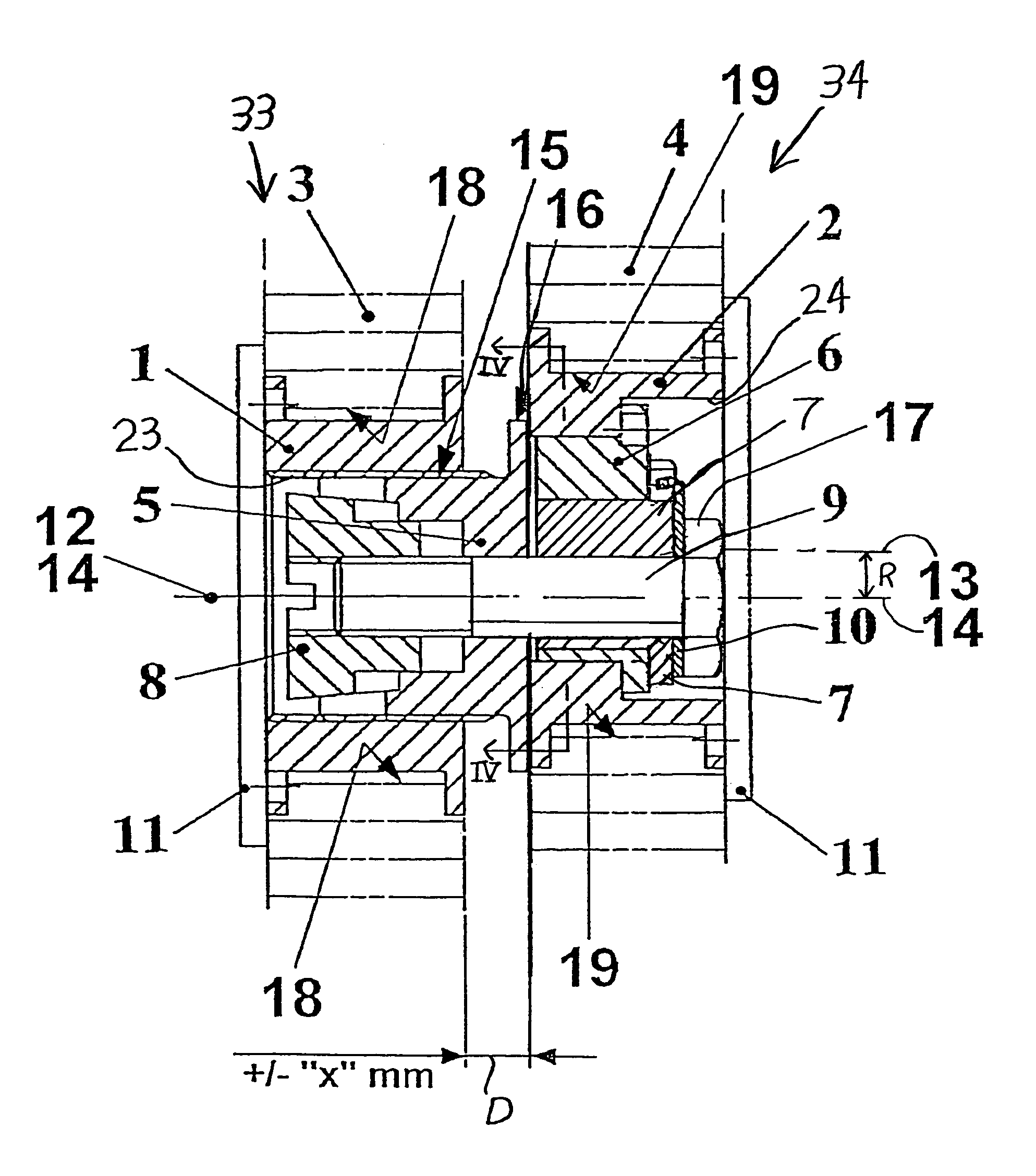 Bolted connection of two components with alignment compensation in three dimensions