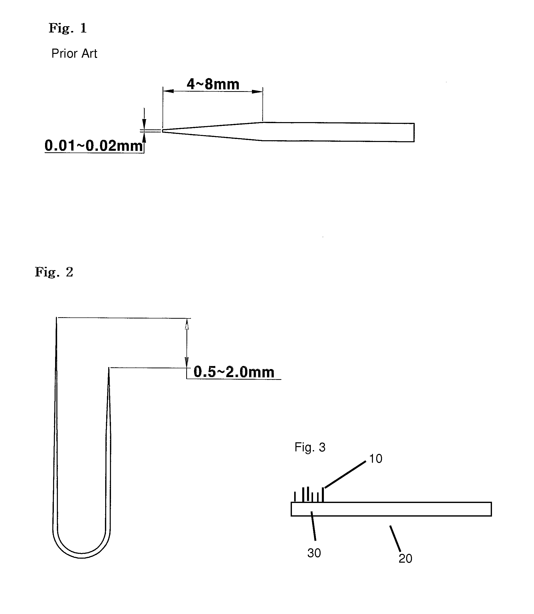 Toothbrush having needle-shaped bristles with various end points and manufacturing method thereof