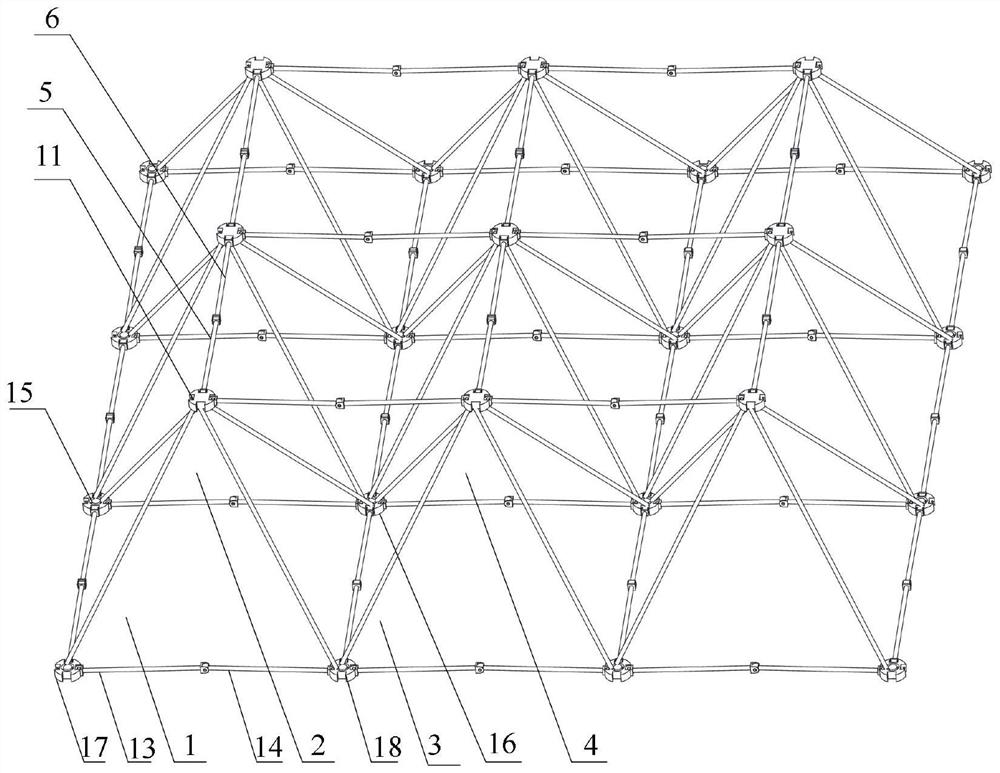 Array type folding and unfolding antenna mechanism based on rectangular pyramid unit