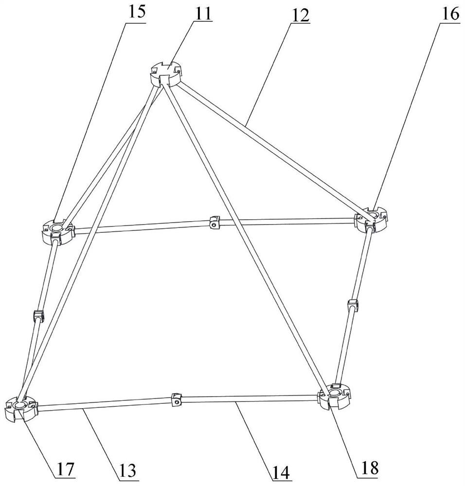 Array type folding and unfolding antenna mechanism based on rectangular pyramid unit