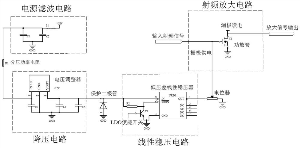 Grid voltage stabilizing circuit of LDMOS power amplifier tube