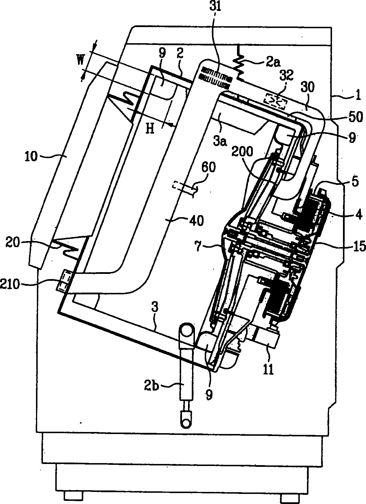 Inclined rotary drum washing machine with pulsating wheel and drying function and control method thereof