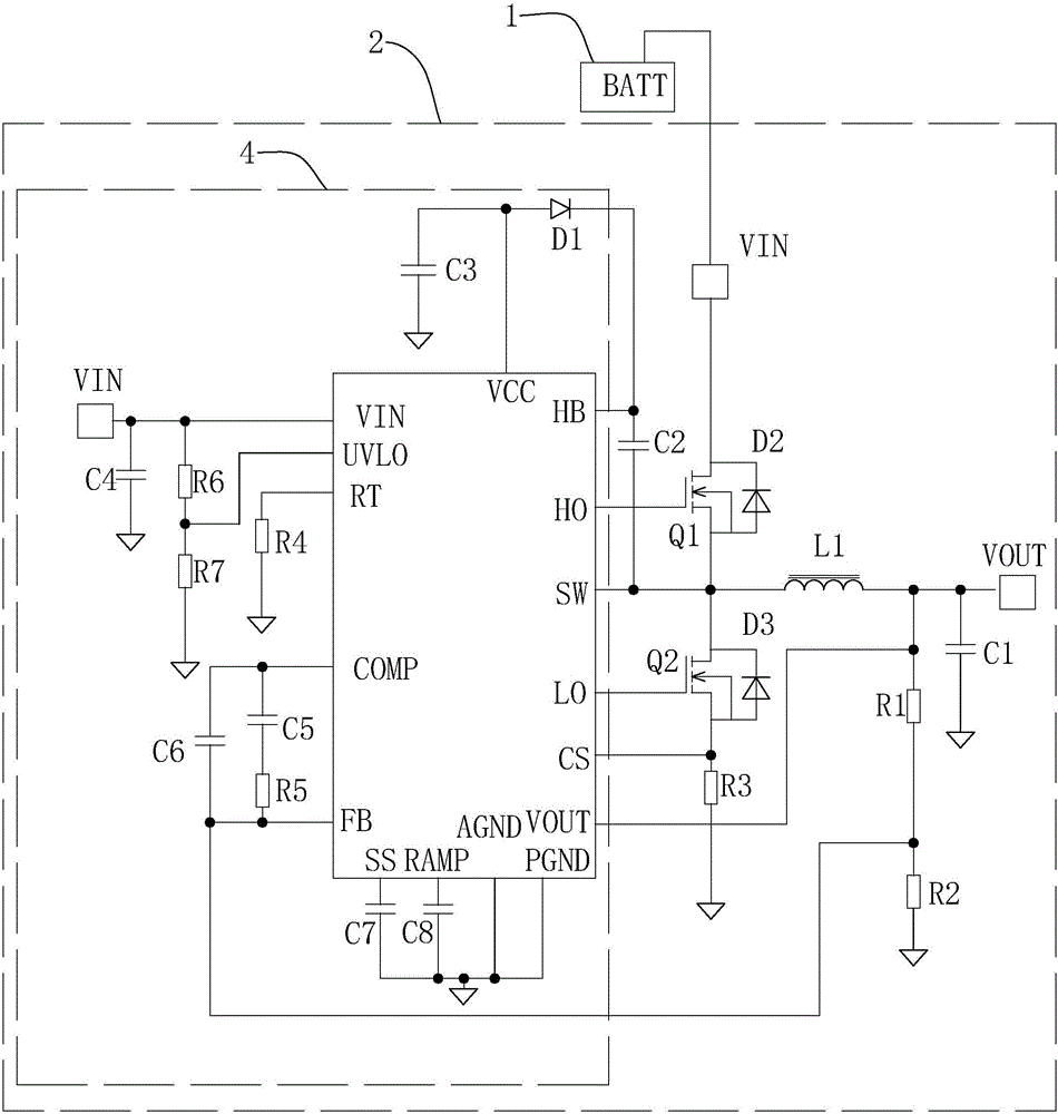 Electric vehicle voltage converting circuit