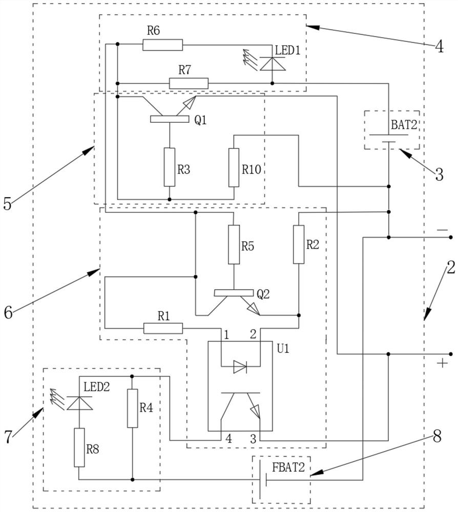 Storage battery pack open circuit monitoring and voltage loss compensation device