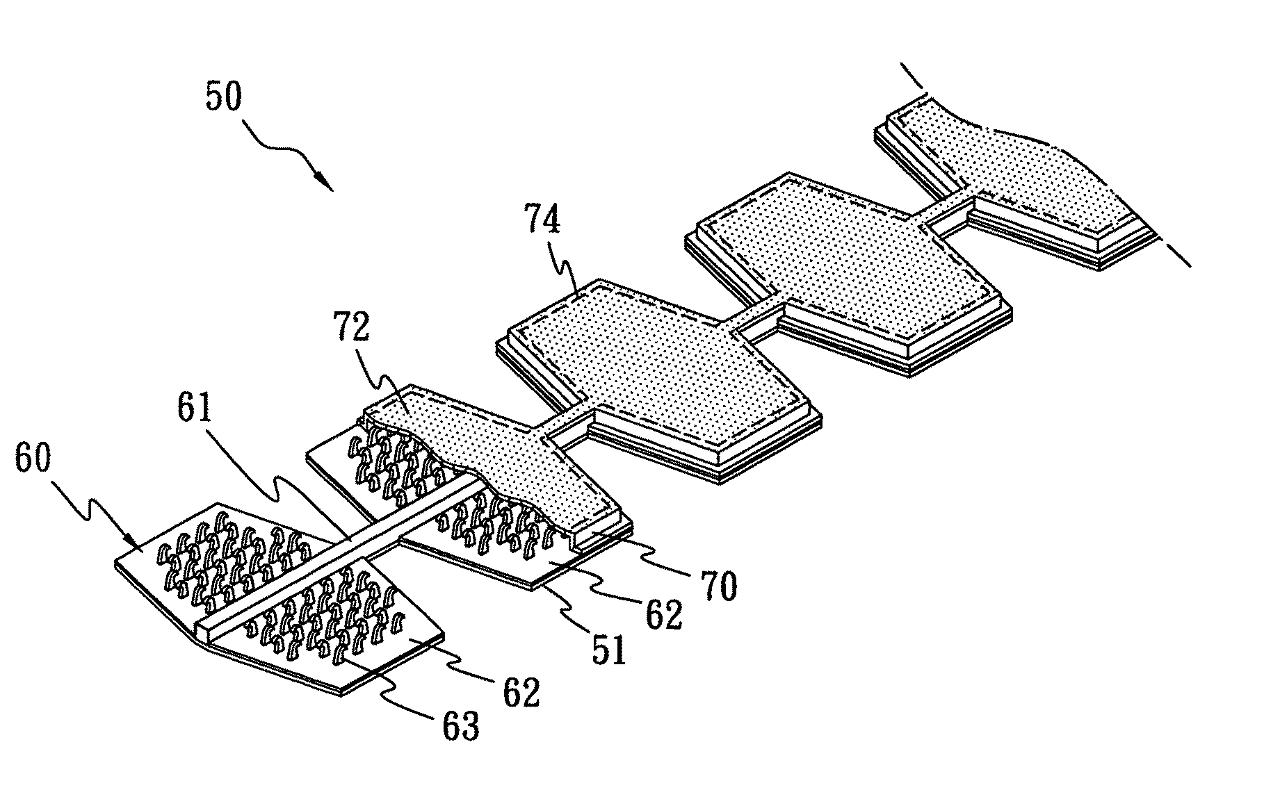 Fastening strap assembly and foam article including same