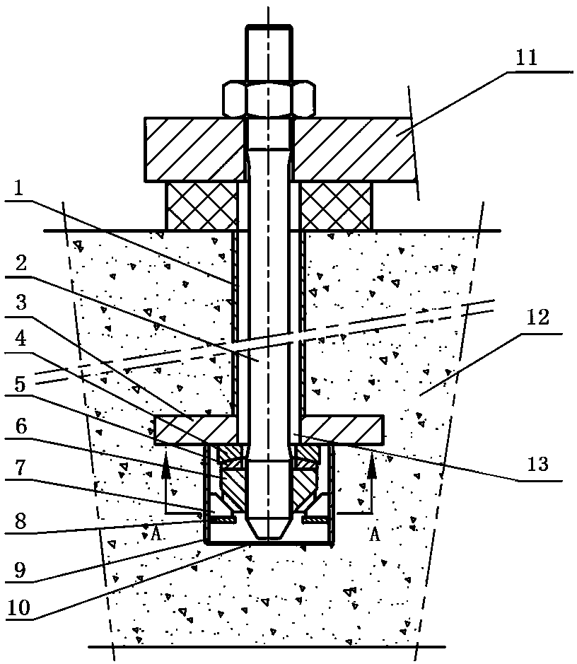 An adjustable anchor bolt pre-embedded nut structure