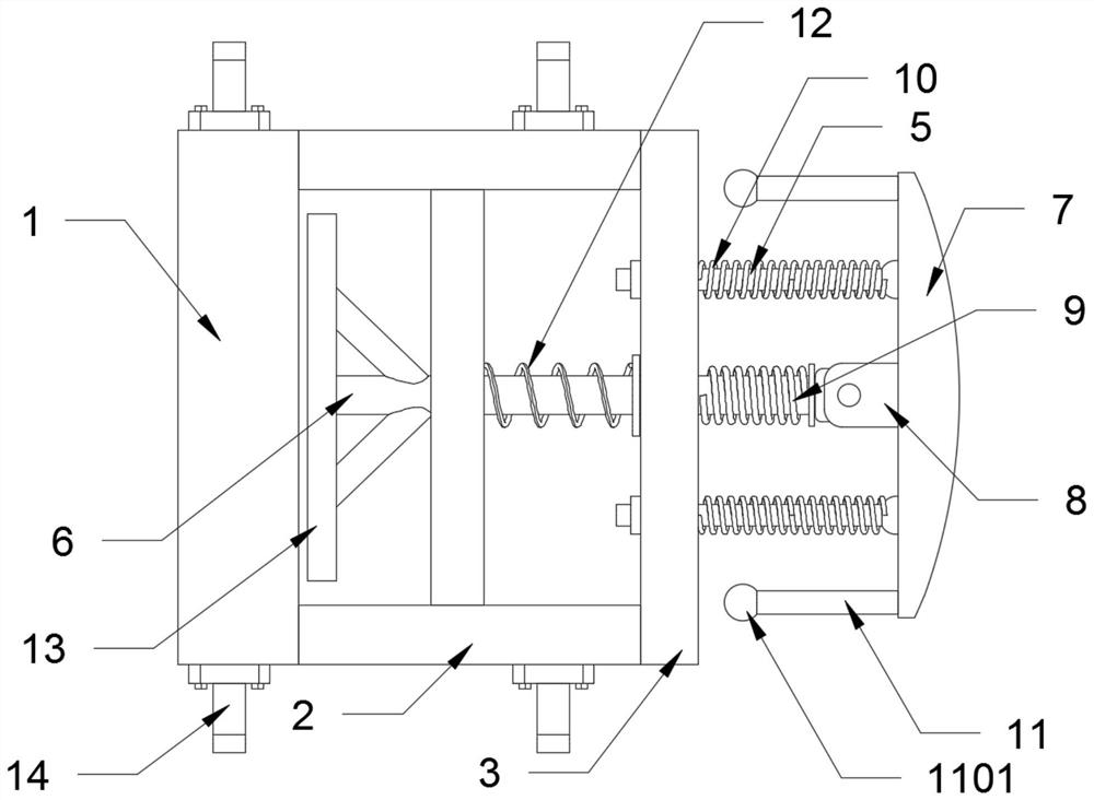 Energy-absorbing and decompressing protective frame device installed on the rear frame of heavy-duty vehicles