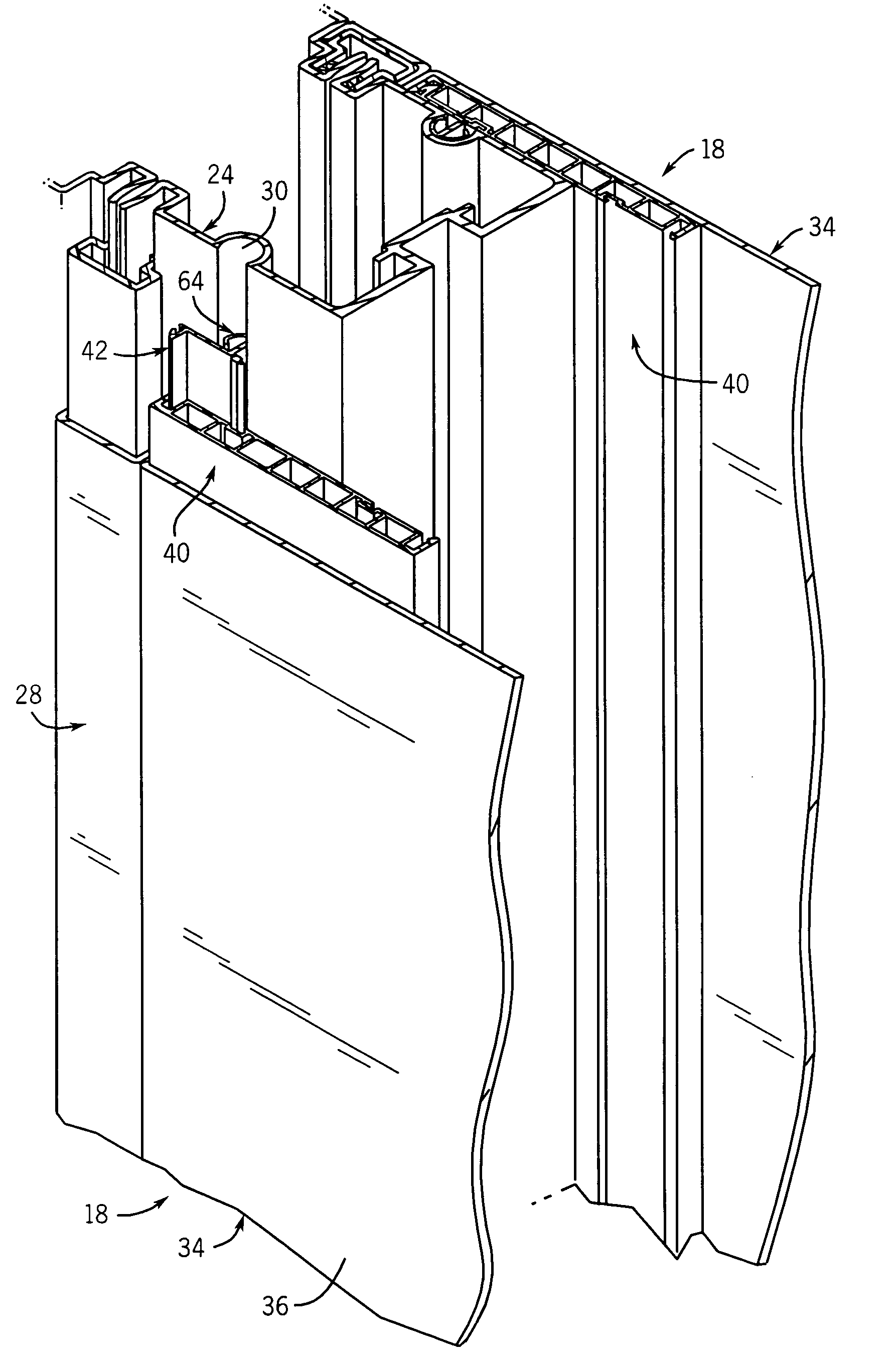 Stiffener construction having a snap-on connector, for use with a wall panel shell in a wall system