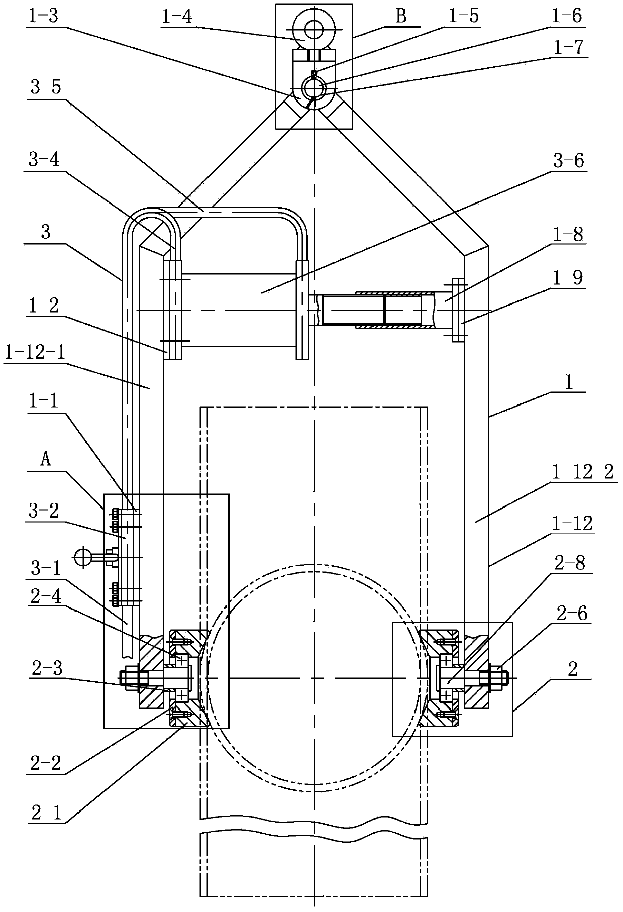 Pneumatic clamping machine for lifting and self-weight turning of steel pipe for heating