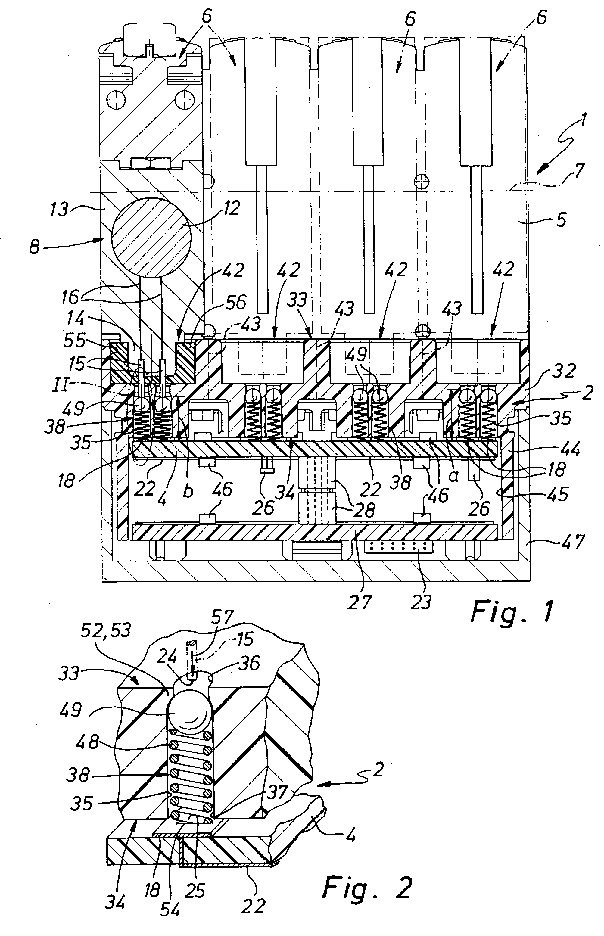 Contacting means for valve drives and a valve arrangement fitted with it