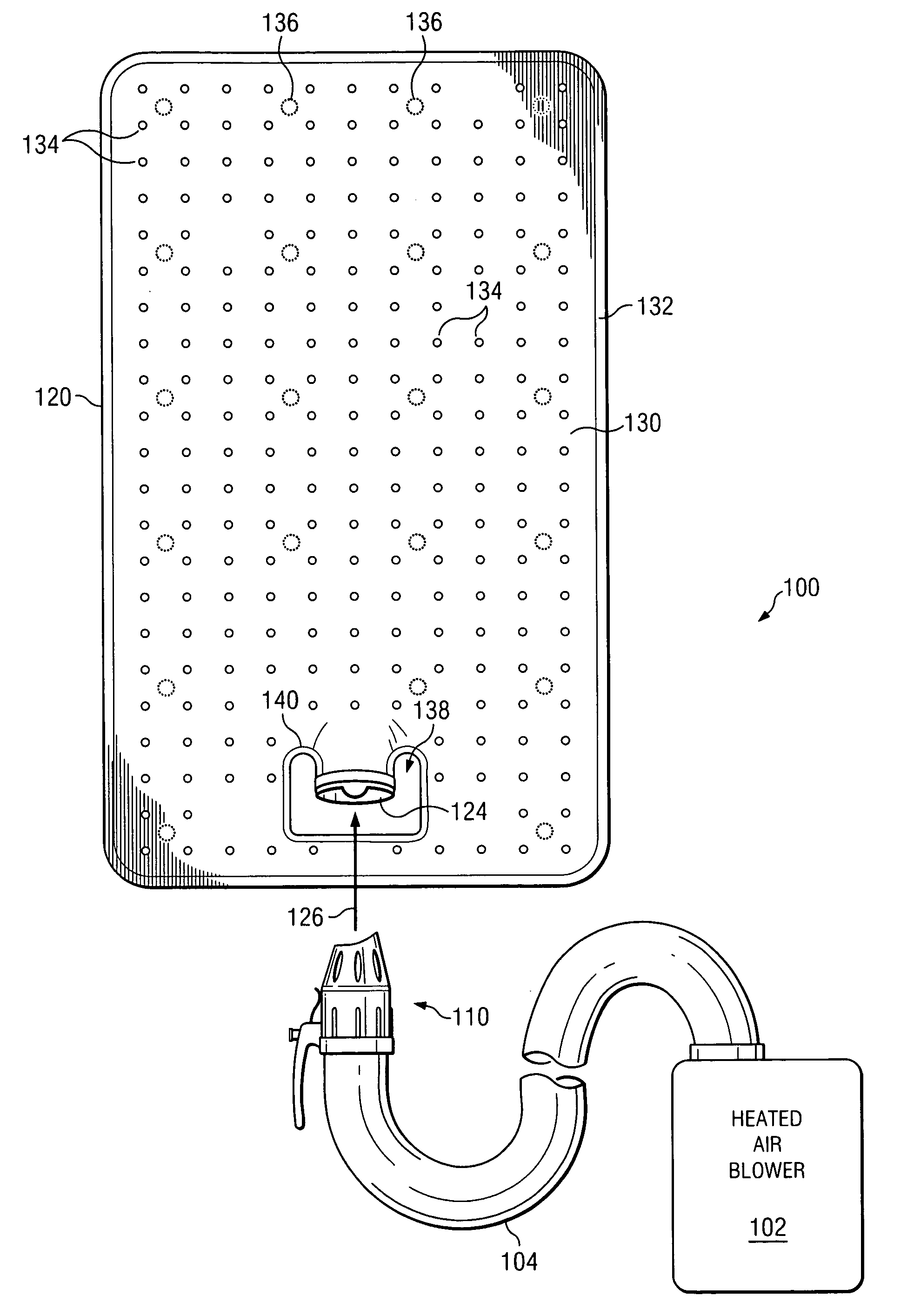 Method and apparatus for connecting a hose to a warming blanket