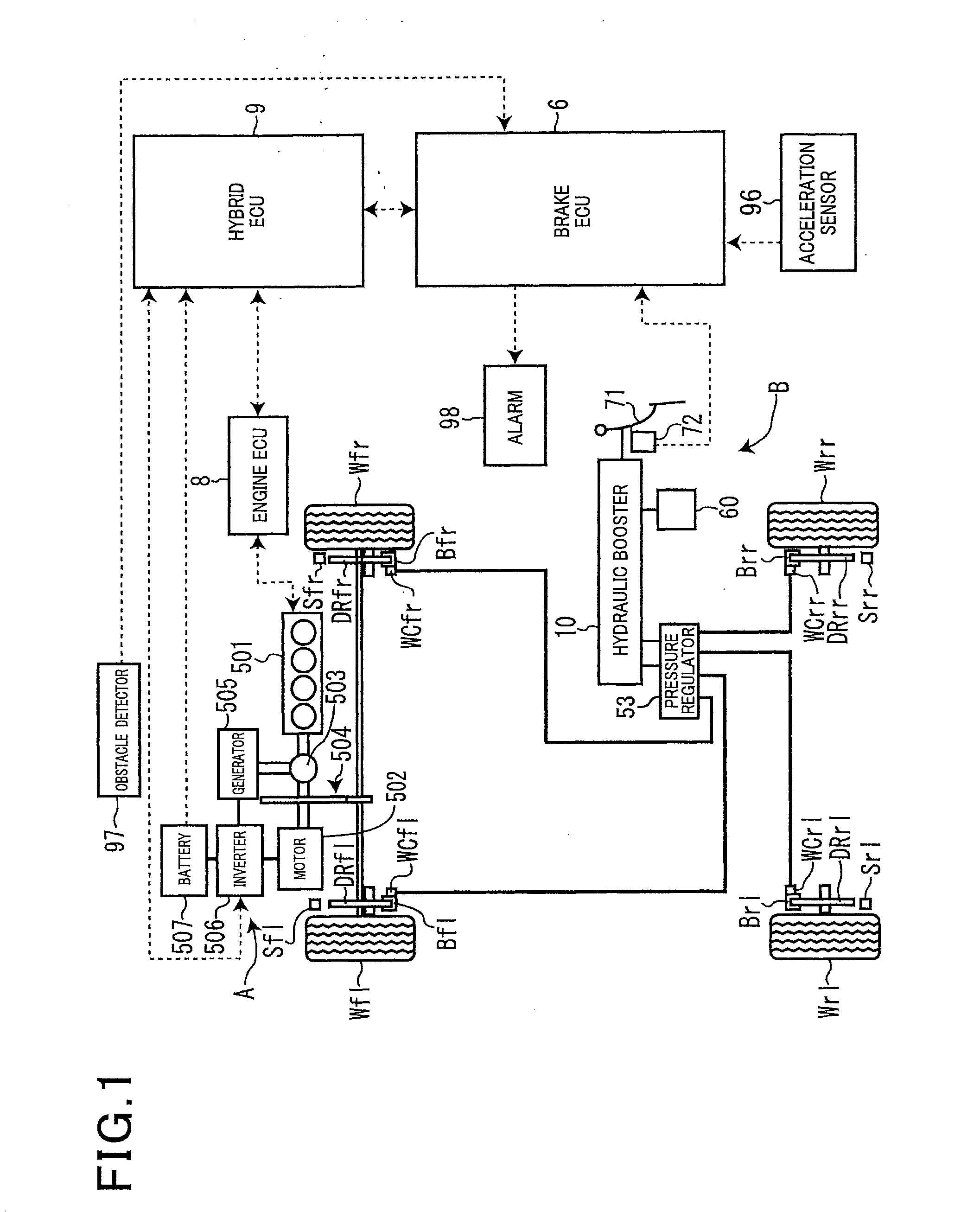 Brake system for vehicle with collision avoidance mechanism