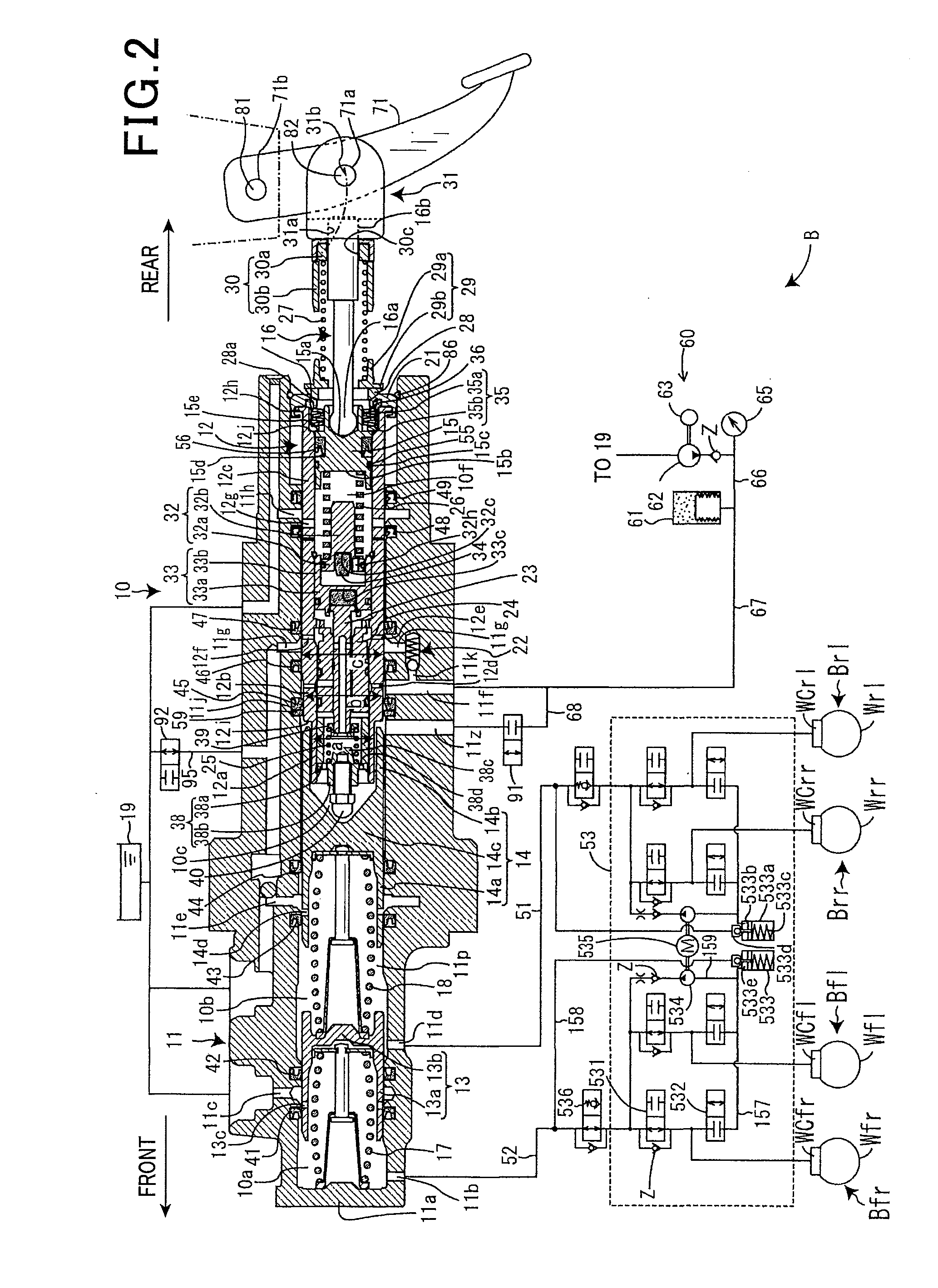 Brake system for vehicle with collision avoidance mechanism
