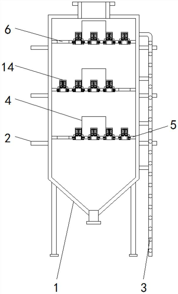 A vertical sieve plate flue gas purification tower