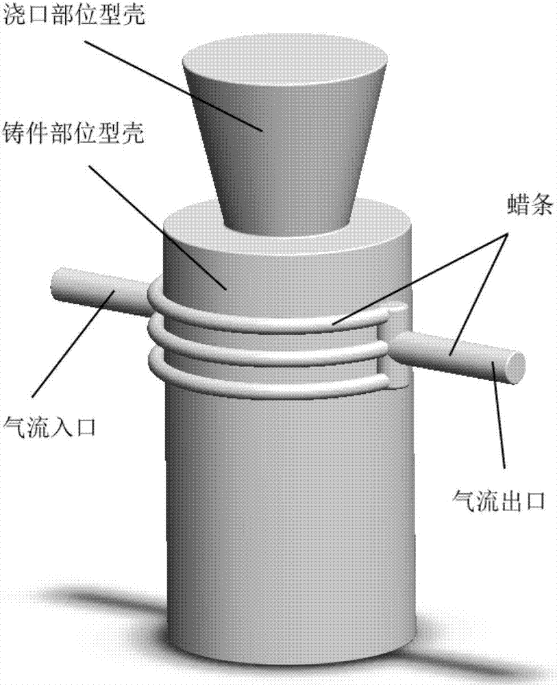 Partial air cooling method for precast aperture passage in investment casting shell