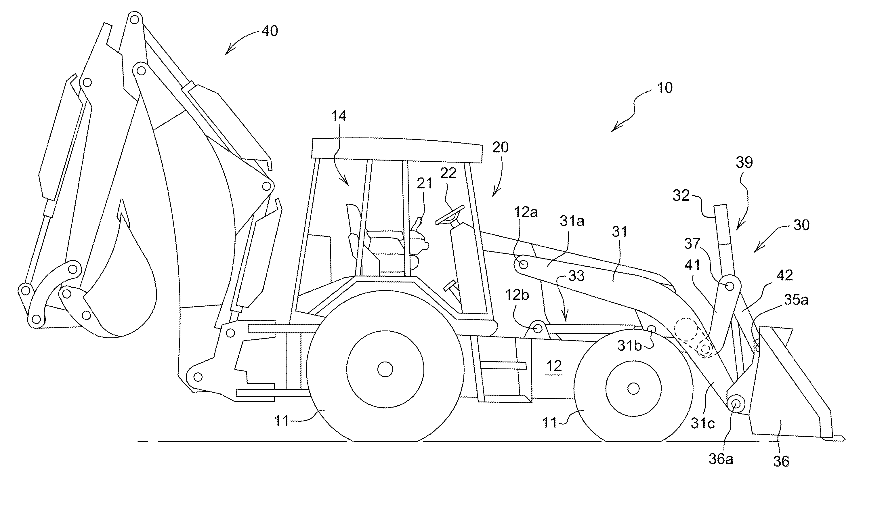 Electronic parallel lift and return to carry or float on a backhoe loader