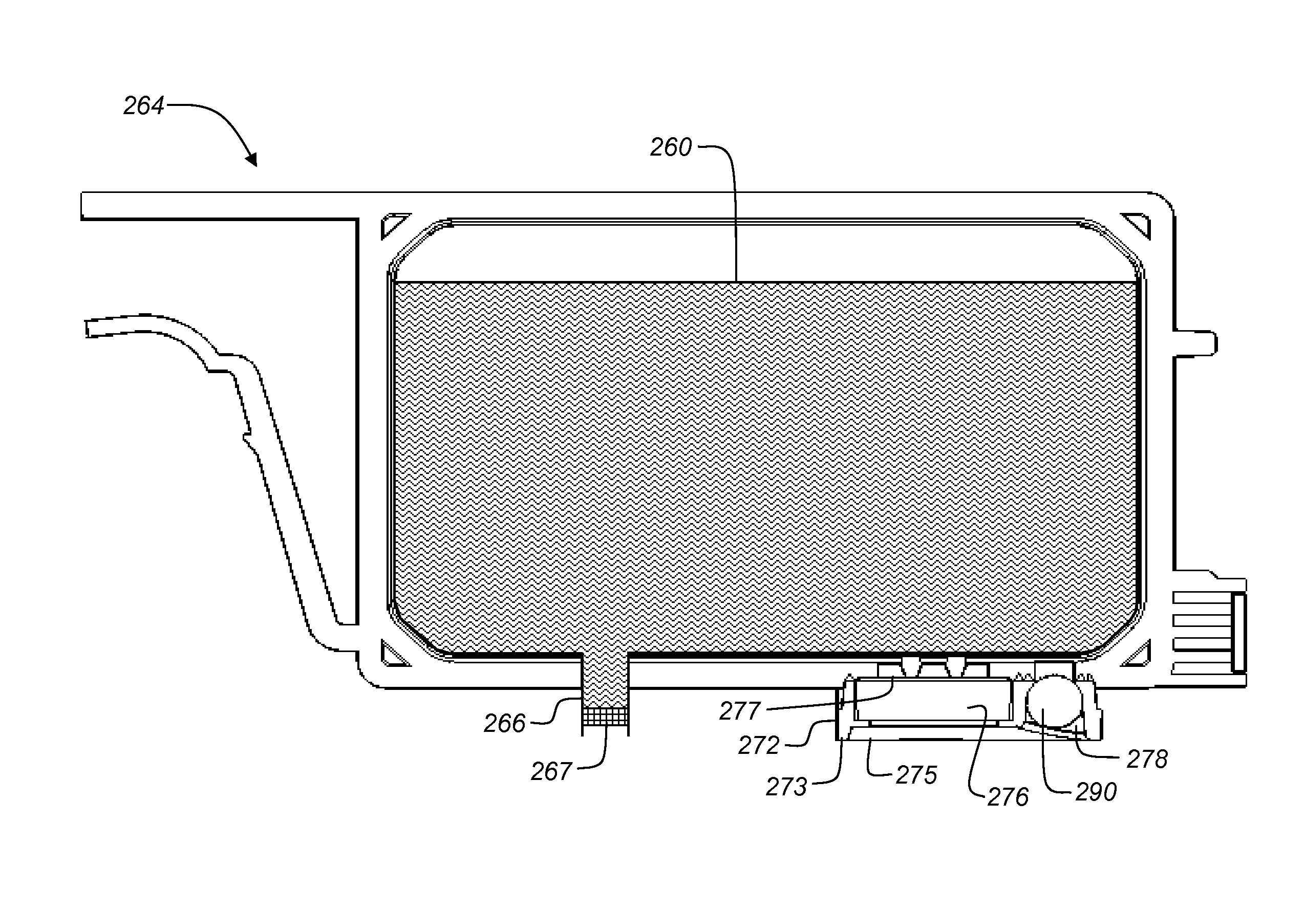 Biased wall ink tank with capillary breather