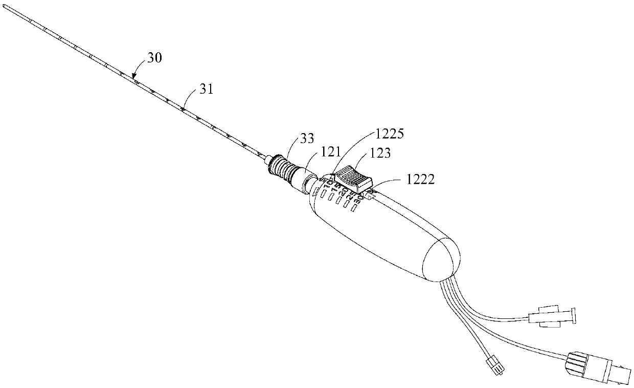 Ablation needle component and ablation system