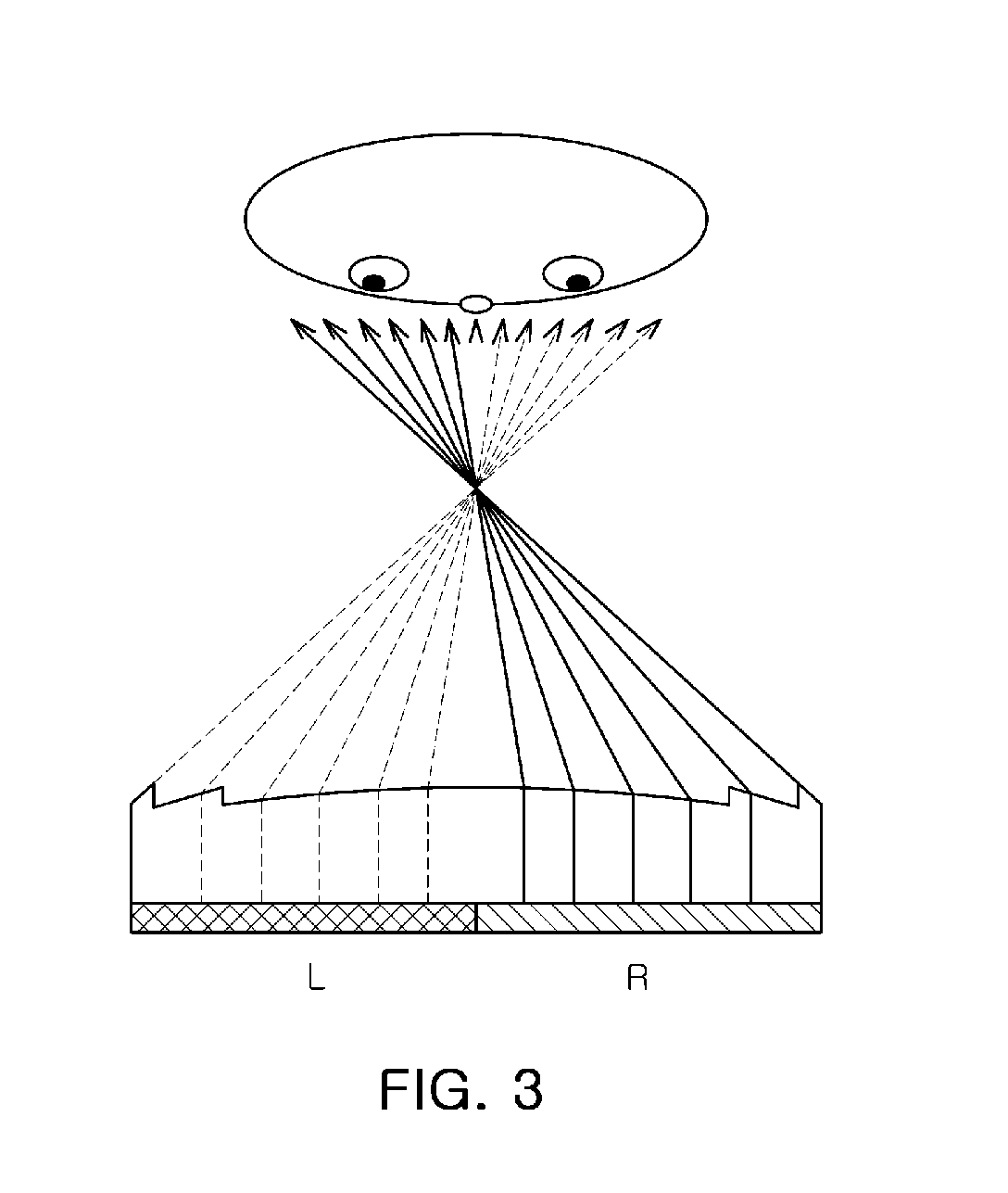 Fresnel lens structure and 2d/3d image switching display apparatus using the same