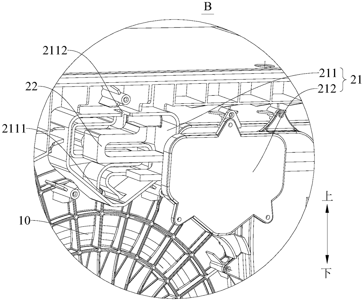 Foam spilling prevention device and wall-mounted clothes treatment device with same