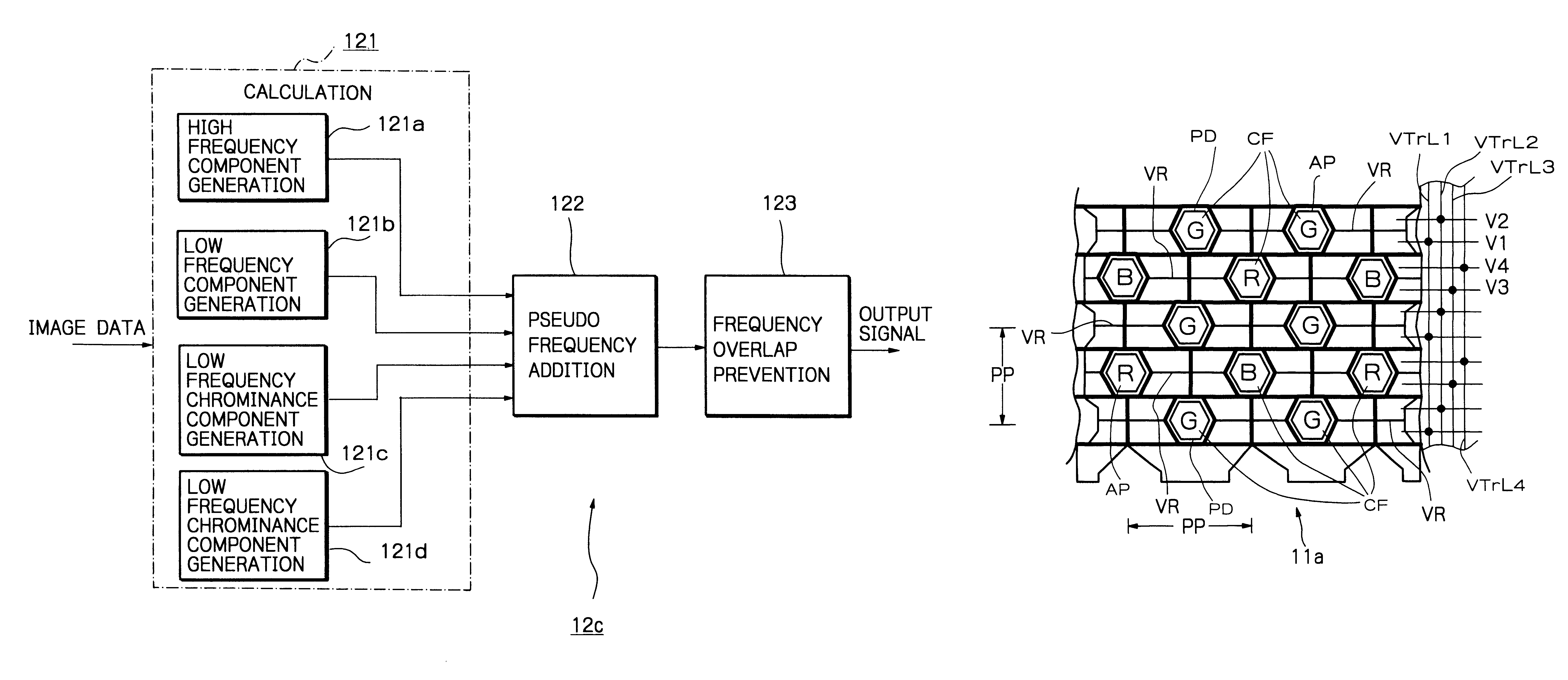 Solid-state imaging apparatus and signal processing method for transforming image signals output from a honeycomb arrangement to high quality video signals