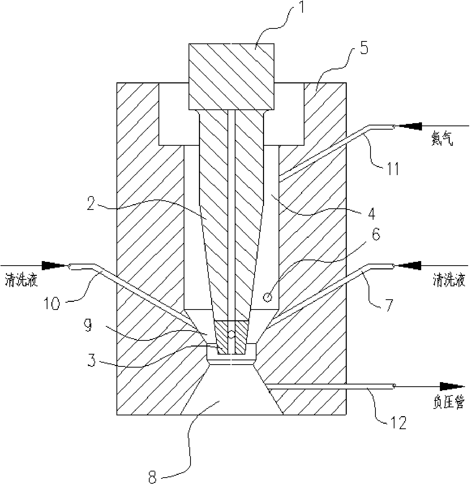Cleaning trough body structure for photoresist nozzle and application of cleaning trough body structure