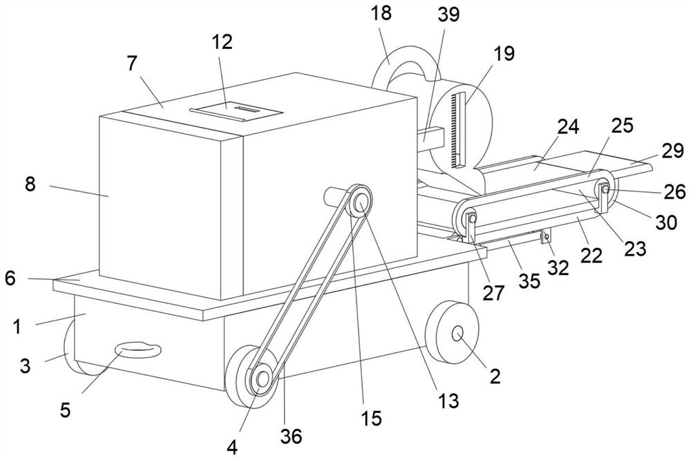 Highway maintenance vehicle asphalt metering and conveying device