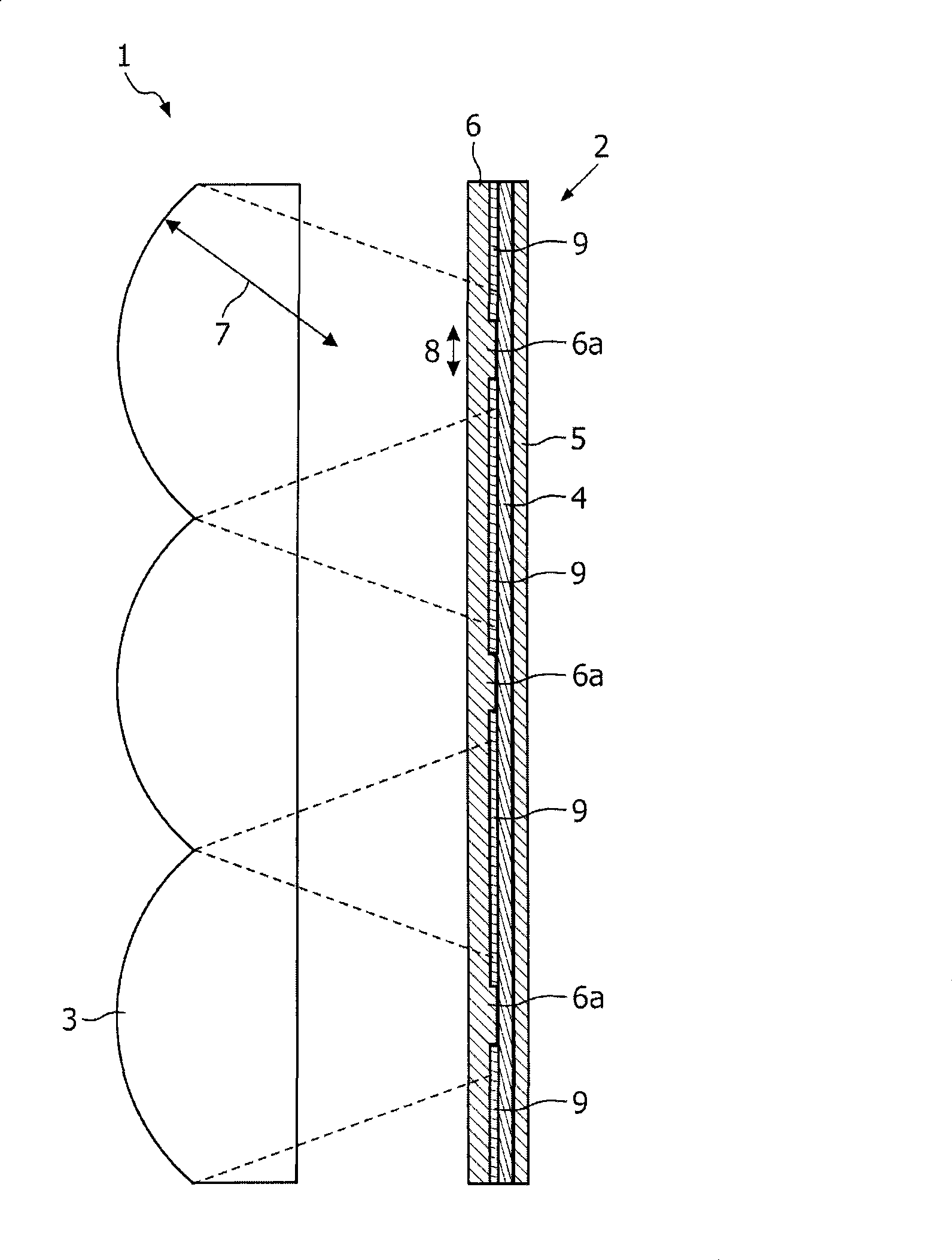 Structured OLED with micro optics for generating directed light