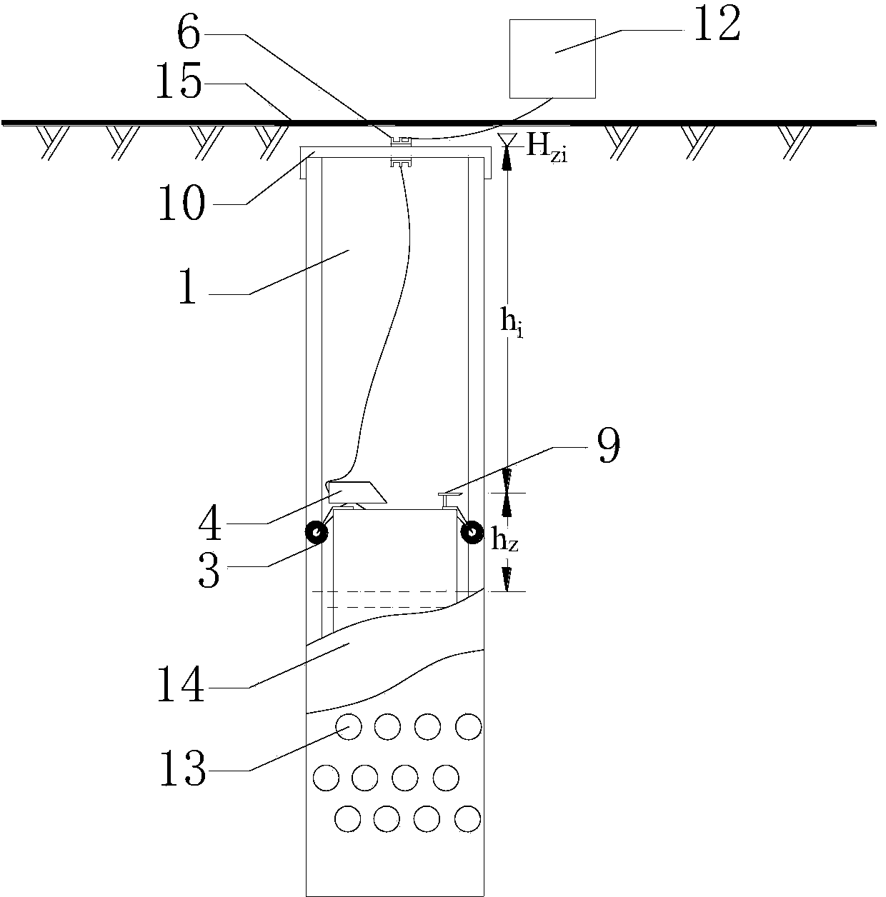 Visual measurement device for underground water level under negative pressure condition and measurement method