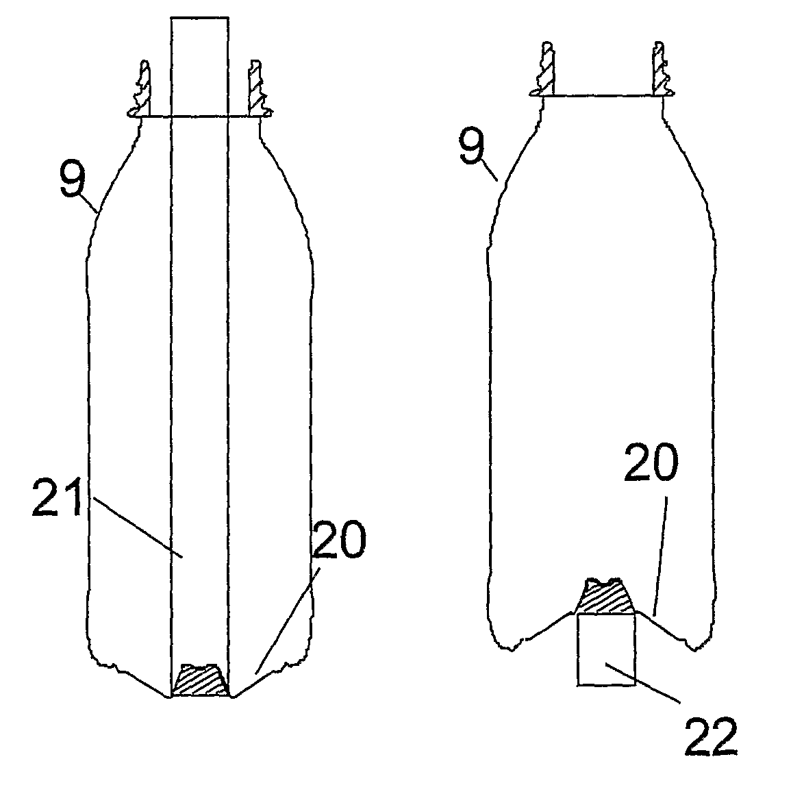 Method of processing a container and base cup structure for removal of vacuum pressure