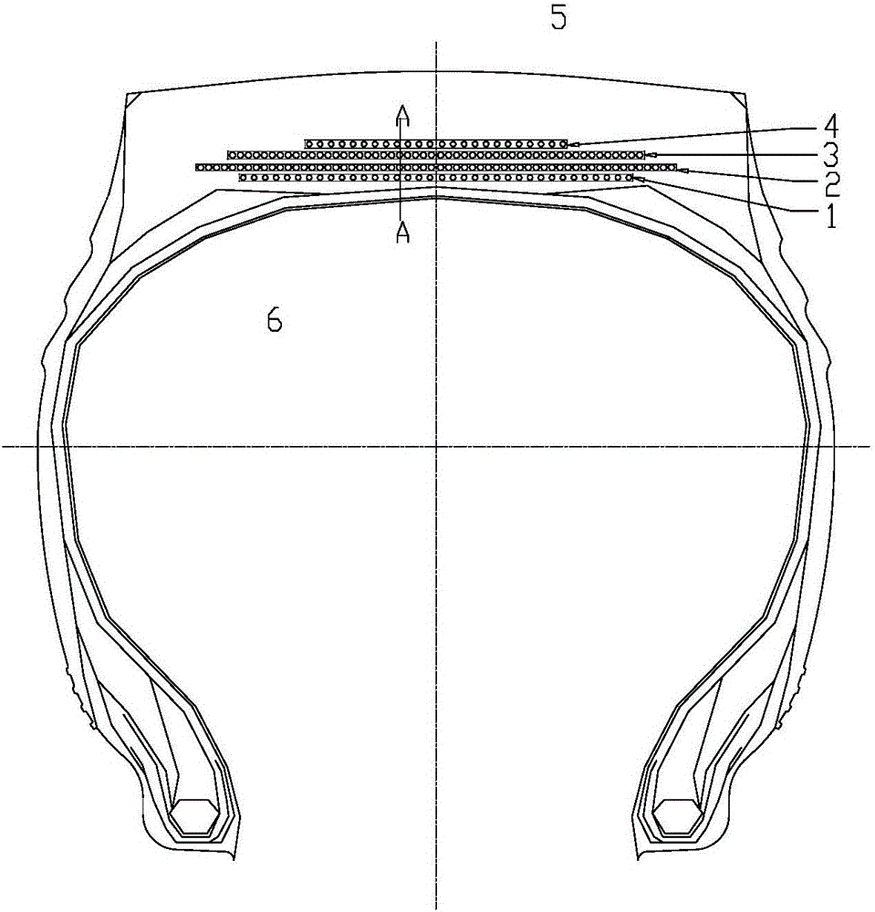 Winding type tire belted layer structure