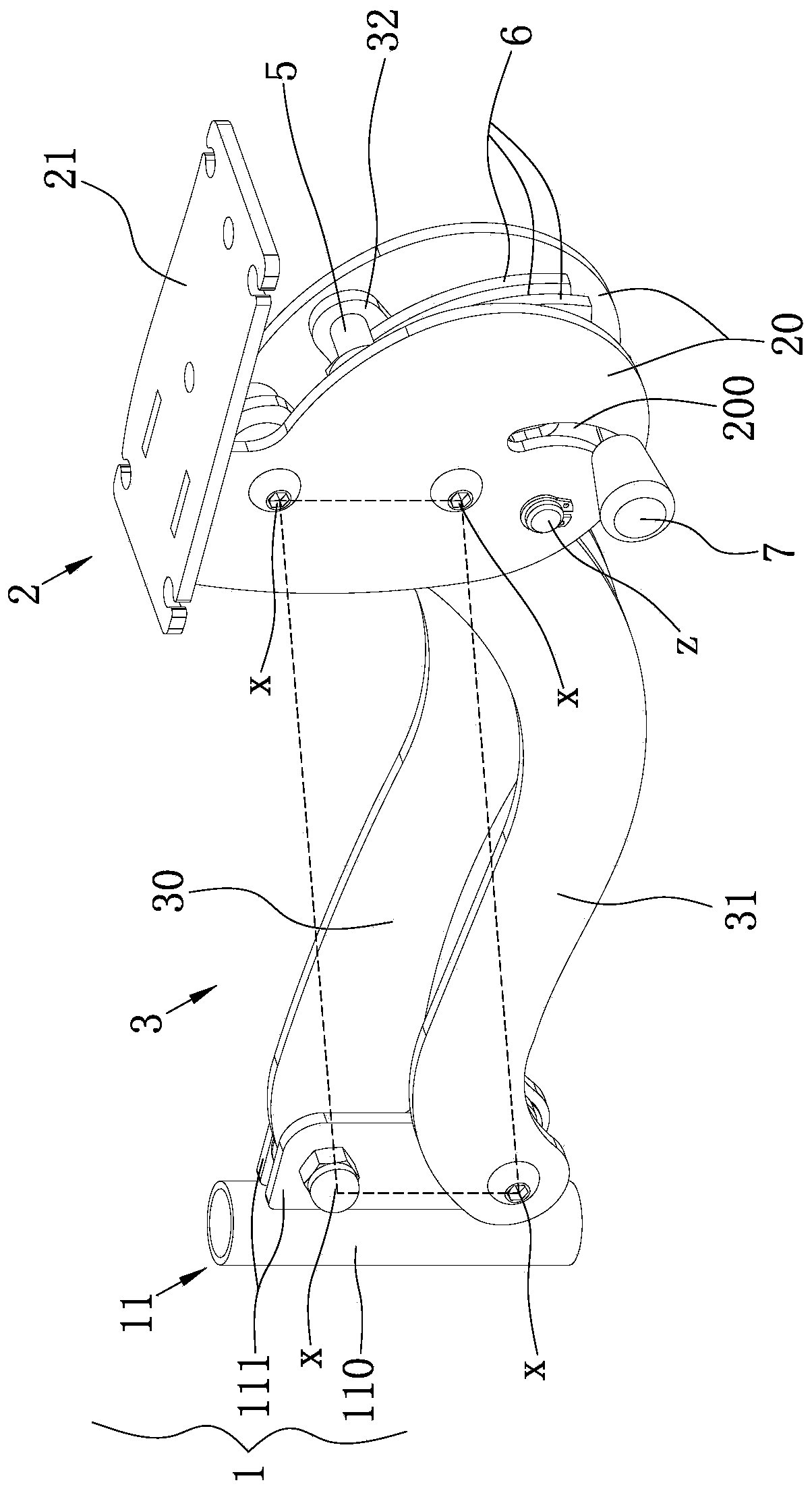 Arm supporting structure for medical diagnosis and treatment bed