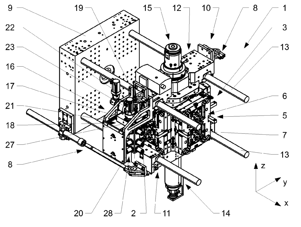 Injection moulding device for producing parts made of plastic