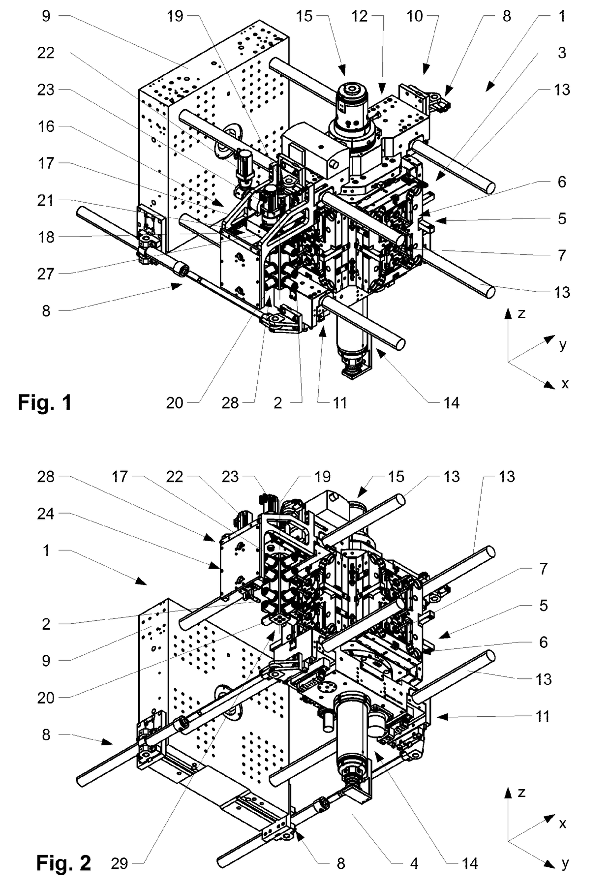 Injection moulding device for producing parts made of plastic