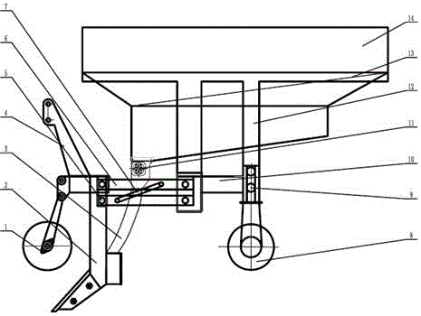 Four-bar type rubber tree fertilizing machine