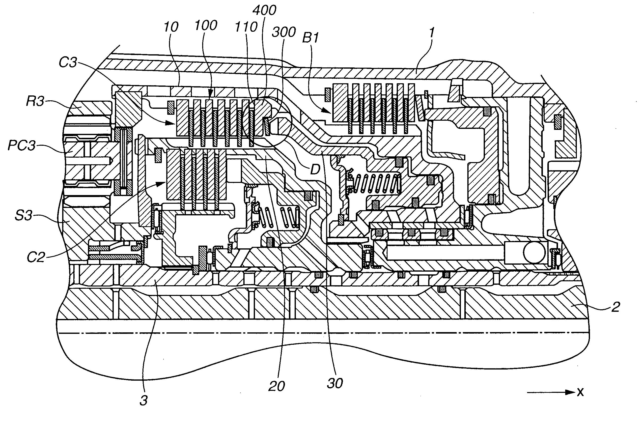 Frictional engagement structure using multiple disks