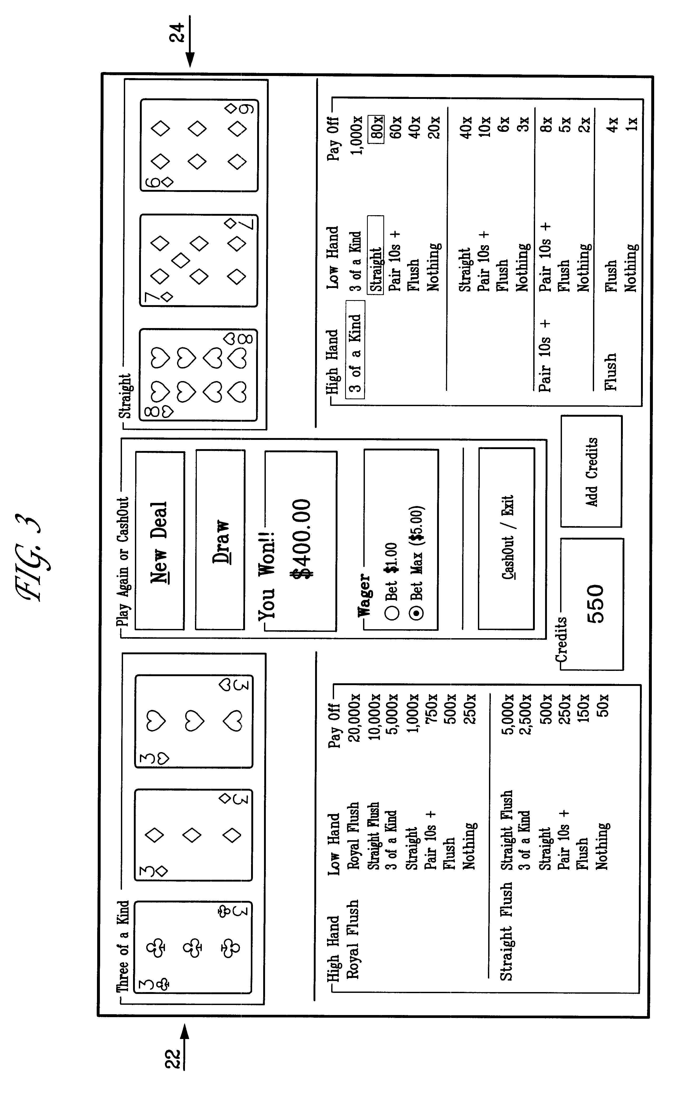 Method of playing a video poker game with a multiple winning hand parlay wagering option