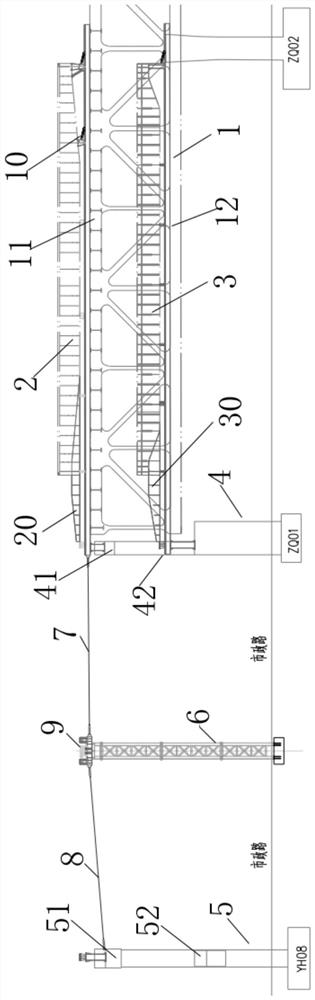 Upper and lower double-layer steel bridge beam falling structure for highway bridge and railway bridge and beam falling method of upper and lower double-layer steel bridge beam falling structure